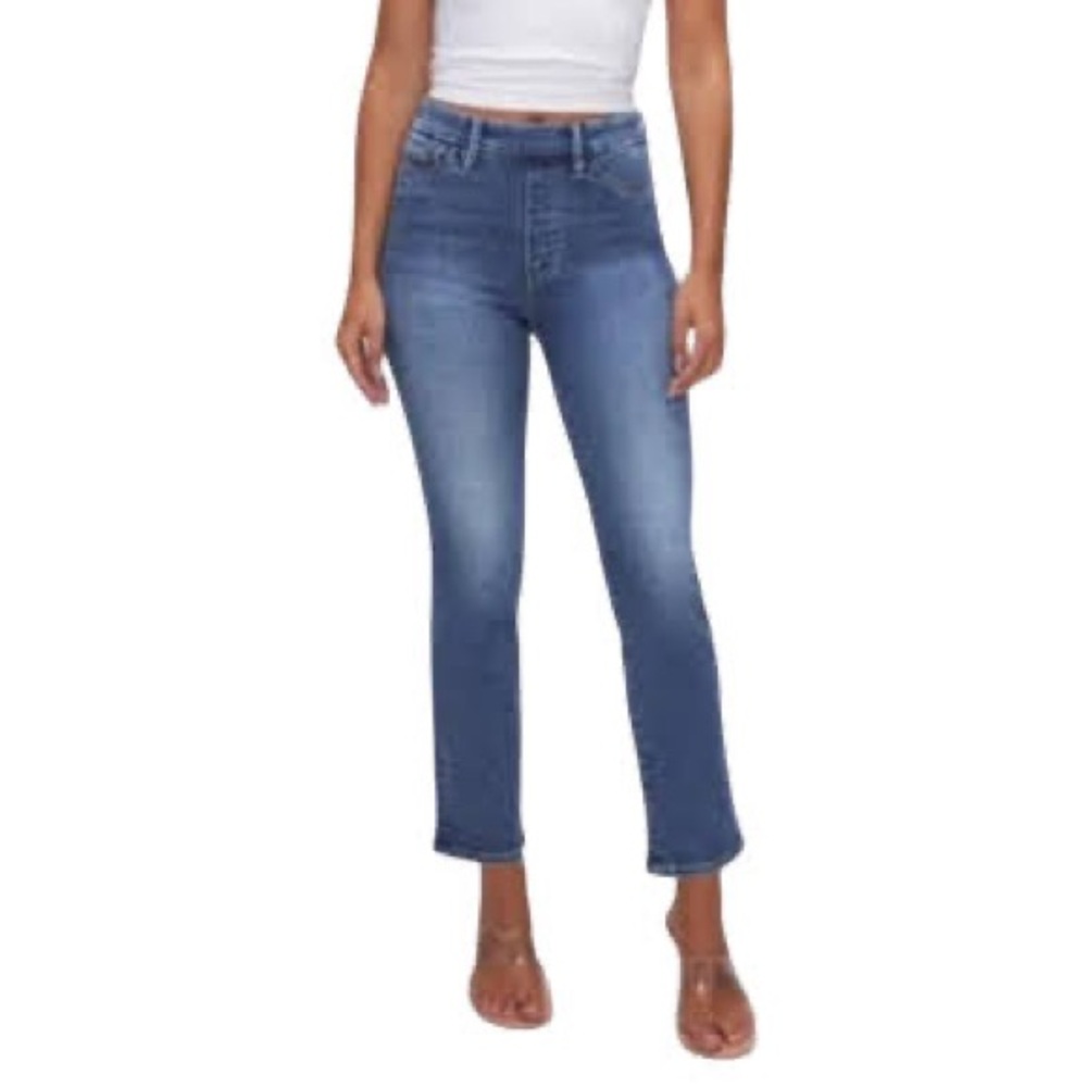 Good American Good Legs Straight Power Stretch- Pull On Denim Jeans- Small NWT